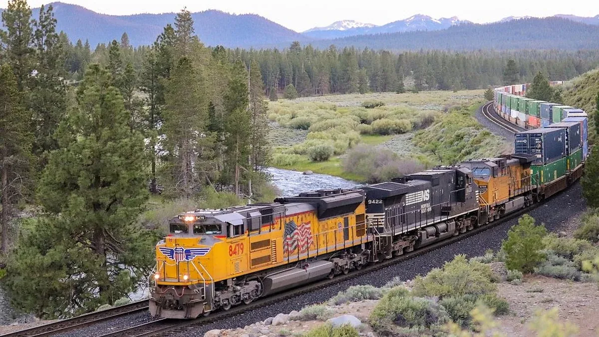 Union Pacific and Norfolk Southern locomotives during the proposed merger review
