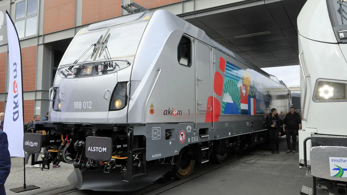 Akiem Traxx Universal locomotive 188 012 displayed at InnoTrans 2024 in Berlin