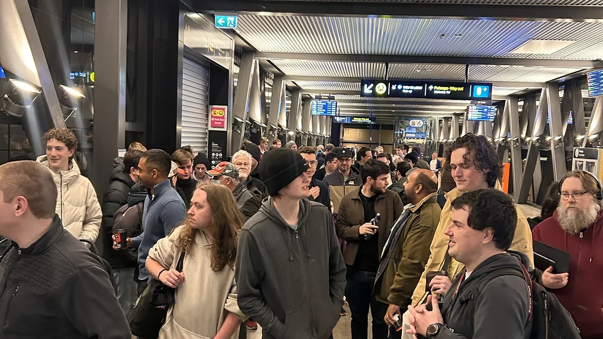 Passengers gather at Ōtāhuhu Station before the first Auckland City Rail Link service