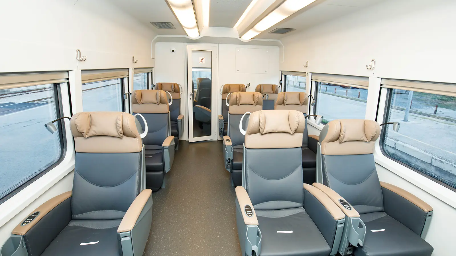 First-class seats inside the Zagreb–Split hybrid train