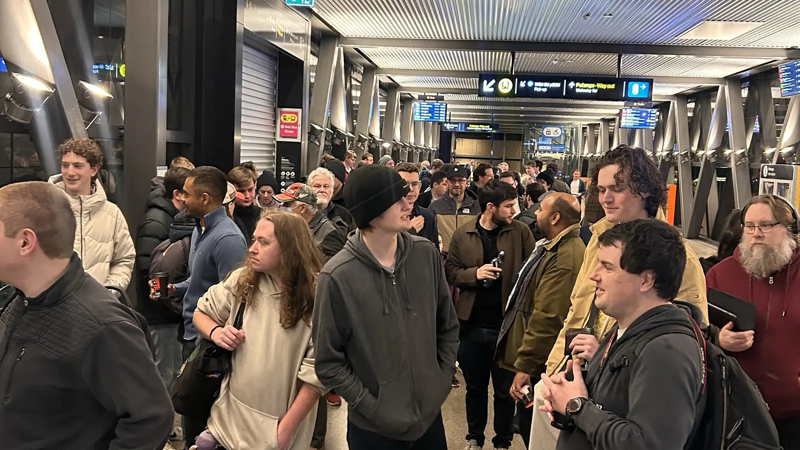 Passengers fill Ōtāhuhu Station before the first City Rail Link service