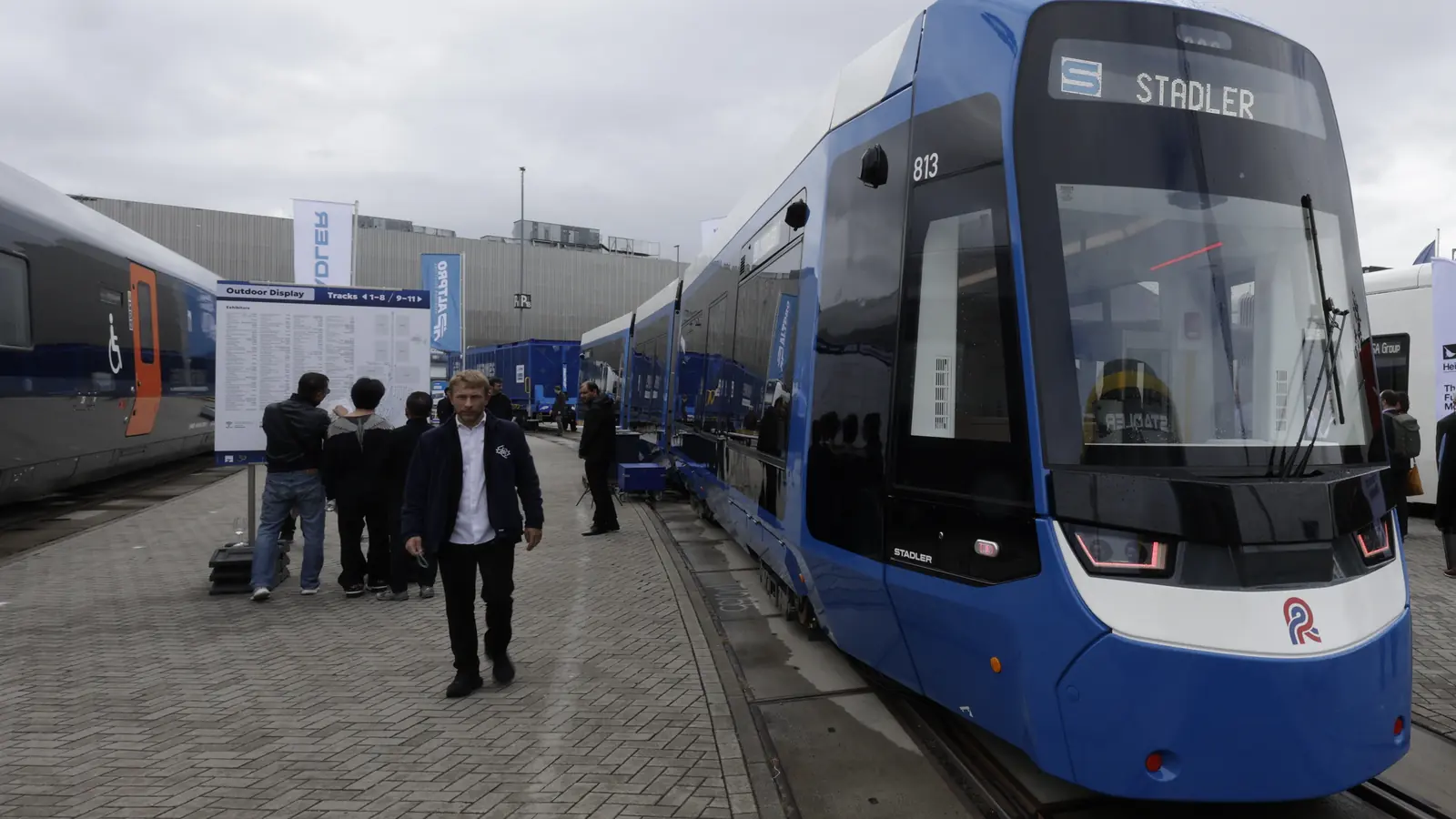 Rostock TINA tram 813 on the outdoor display track at InnoTrans