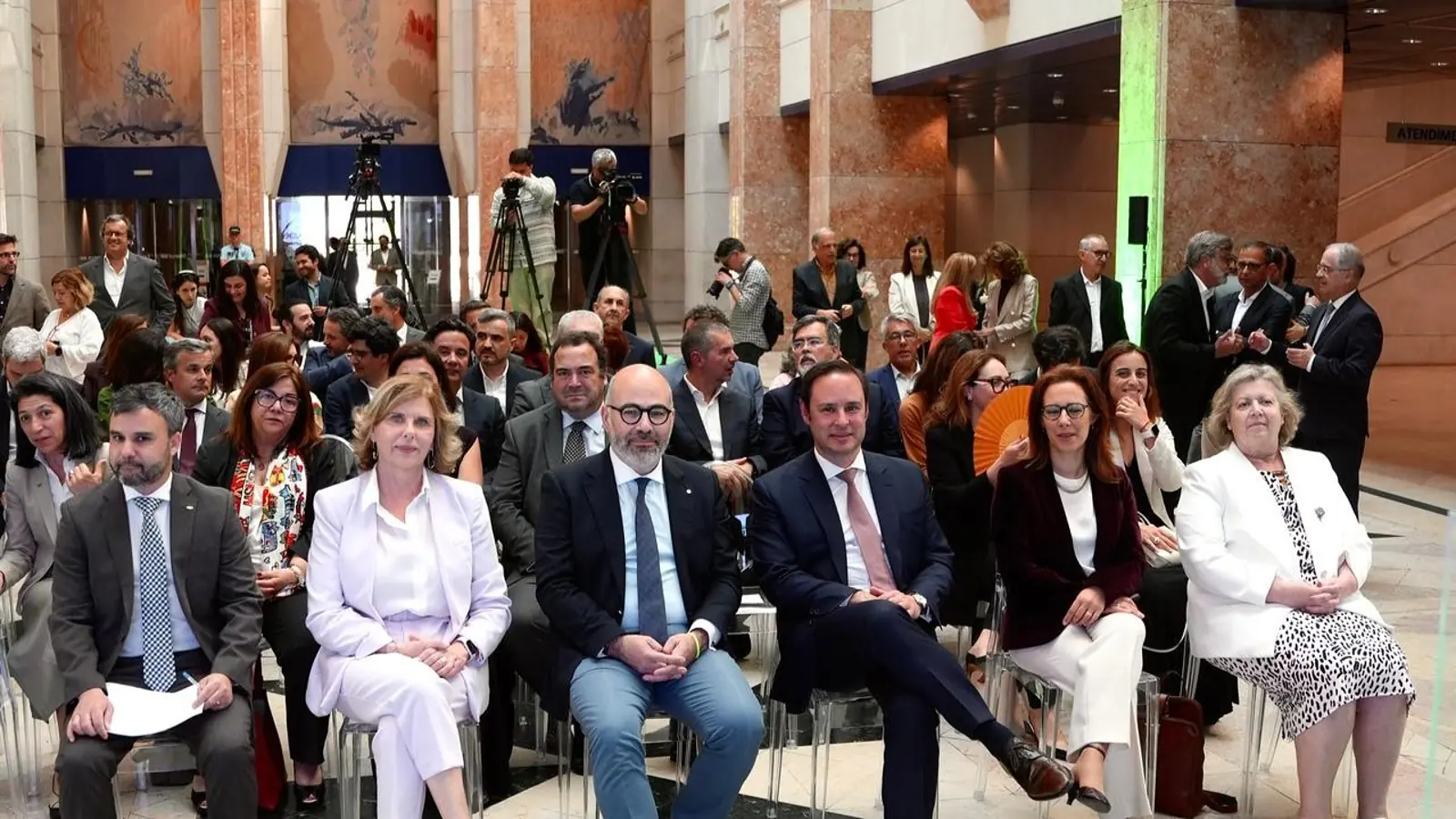 Officials and guests seated at the CP high-speed train tender launch in Lisbon