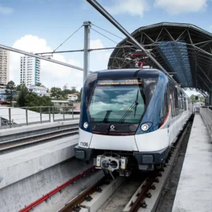 Alstom Metropolis train 1106 on the elevated Panama Metro tracks