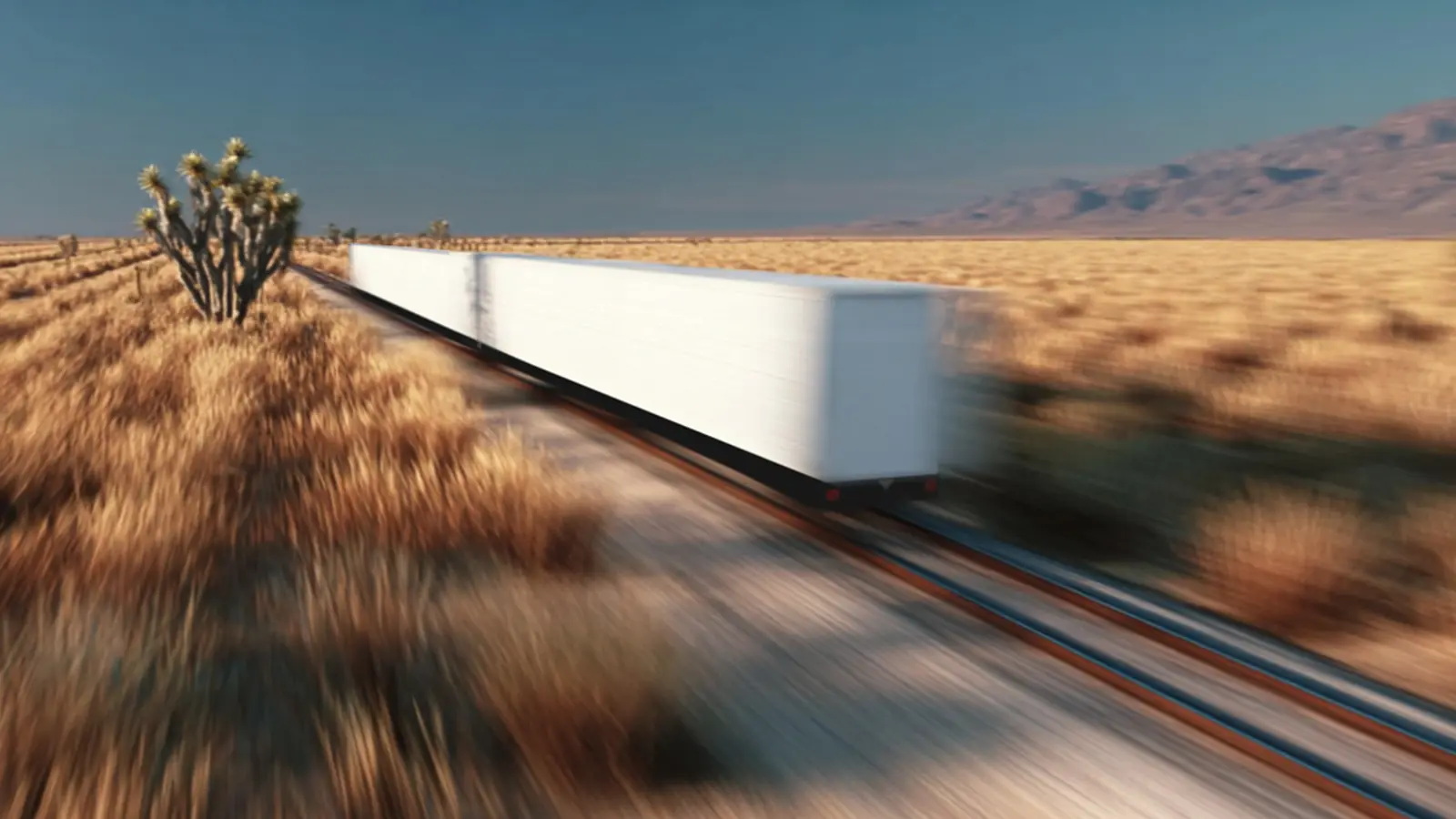 Parallel autonomous battery-electric rail vehicles carrying intermodal containers through desert terrain